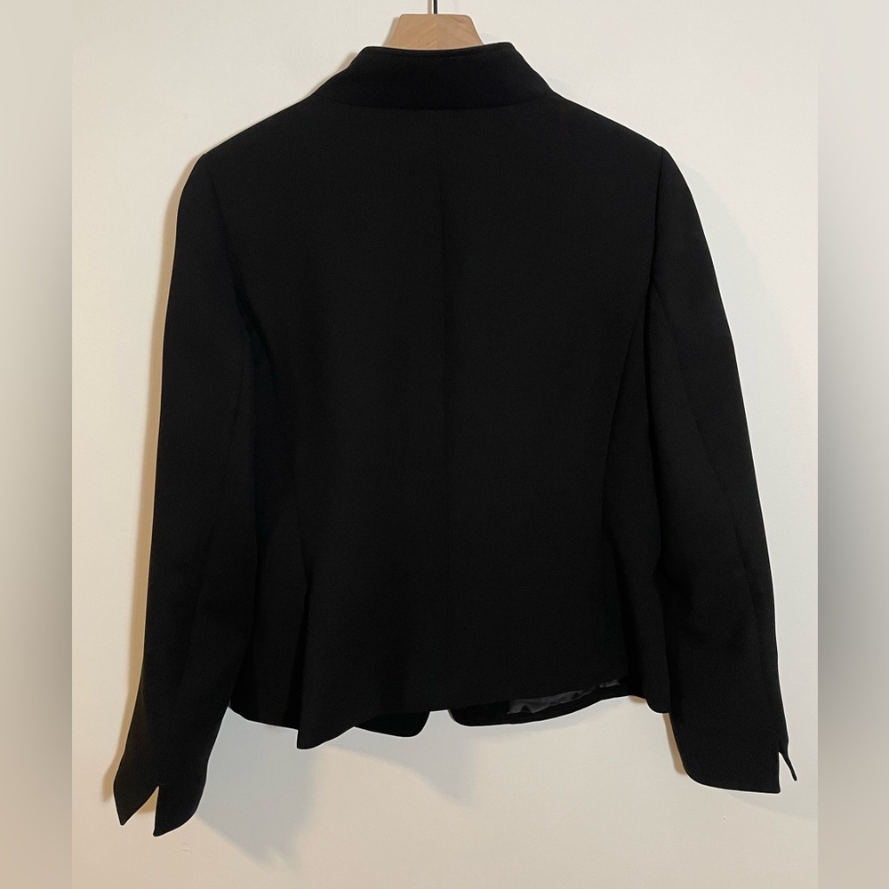 Talbots Blazer Jacket Black Lined Asymmetric Button Front Stand Collar Size 12 - Picture 5 of 9